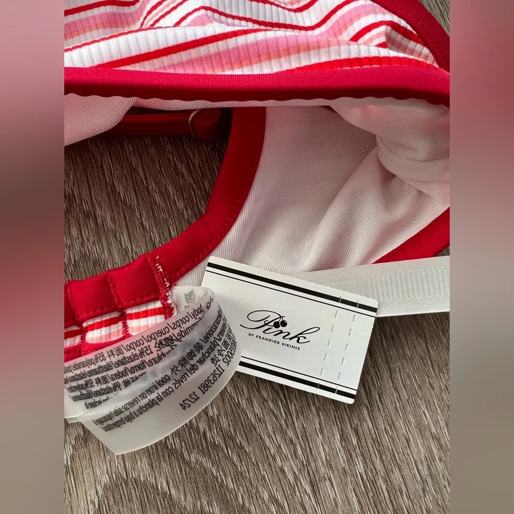 Frankies Bikinis x Victoria’s Secret PINK Eve Rib Bikini Top Red Pink XS